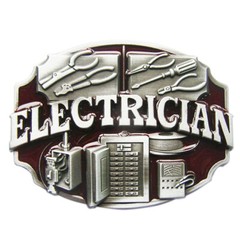 Antique Red Enamel Electrician Trades Tradesman Belt Buckle also Stock in US