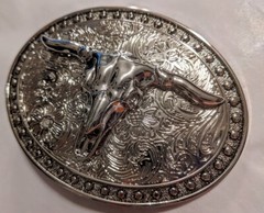 CHR7 WESTERN STEER Cowboy Rodeo Style ✖ Belt Buckle Buck ✖ Chrome/silver Bull US