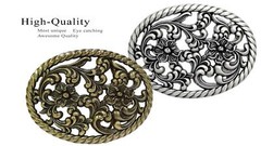 HA0131-OEB Antique Brass Flower Engraved Buckle fits 1-1/2&Prime; Wide Belt