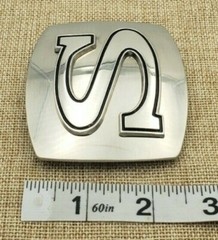 Initial « S » Belt Buckle Alphabet Monogram Chrome Metal Western Letter Free Ship