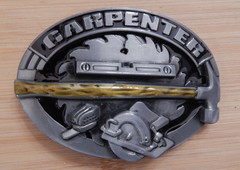 🛠 NEW Carpenter Tradesman Commemorative Belt Buckle Pewter finish enamel inlay