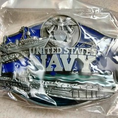Glossy, Patriotic, U.S.N., U.S. Navy theme metal belt Buckle, New!