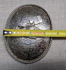 vintage USA made RODEO belt buckle BARREL RACING cowboy cowgirl WESTERN floral