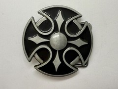 Maltese Celtic Iron Cross Religious Black Enamel Cutout Gothic Punk Belt Buckle