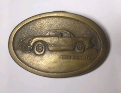 vintage 1953 CORVETTE belt buckle SOLID BRASS chevy 1970s western Automotive Car