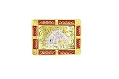 Western Buckle Gold Silver Red Horse Head Cowboy Buckle 2 » Hebilla Vaquero