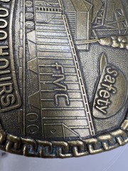 FMC Safety Award Belt Buckle – 2,500,000 Hours – Brass Industrial Factory Scene