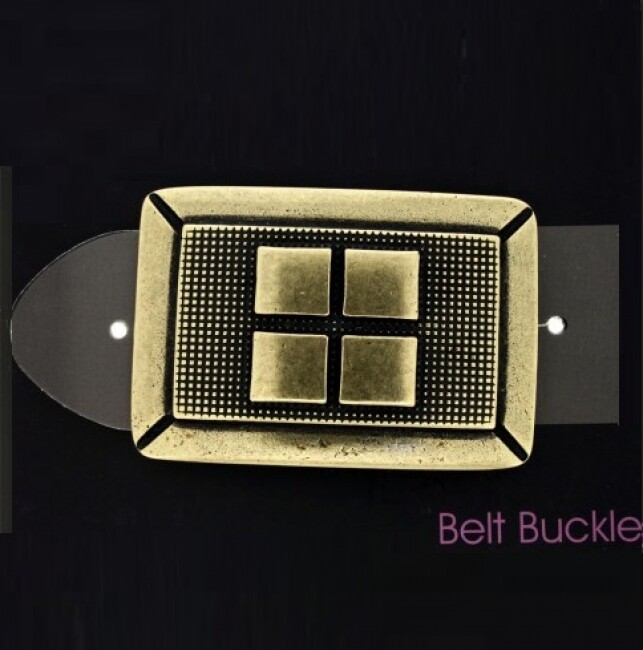 Biker Rectangle Geometry Belt Buckle Brass Interchangeable Buckle GS5577