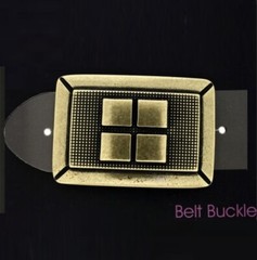 Biker Rectangle Geometry Belt Buckle Brass Interchangeable Buckle GS5577