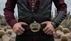 Men Women Antique Gold Metal Belt Buckle Skull Skeleton Bones Cover Face Eyes