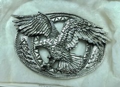 Flying Eagle Belt Buckle EJC 1995 Pewter Diamond Cut Detailed Never Used
