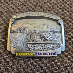 Vintage Collectible Fusion Flexstar Farm Glasses Silver Tone Metal Belt Buckle