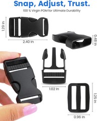 Buckle & Strap Kit 6 Yards 1&Prime; Polyester Webbing 6 Quick Release Buckles 12 Clips