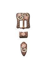 3/4” Western Design Copper Finish Belt Buckle Rose Color Crystals