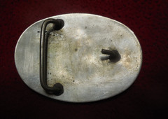 Vintage German silver & enamel 1970`s Peterbilt western theme belt buckle 359