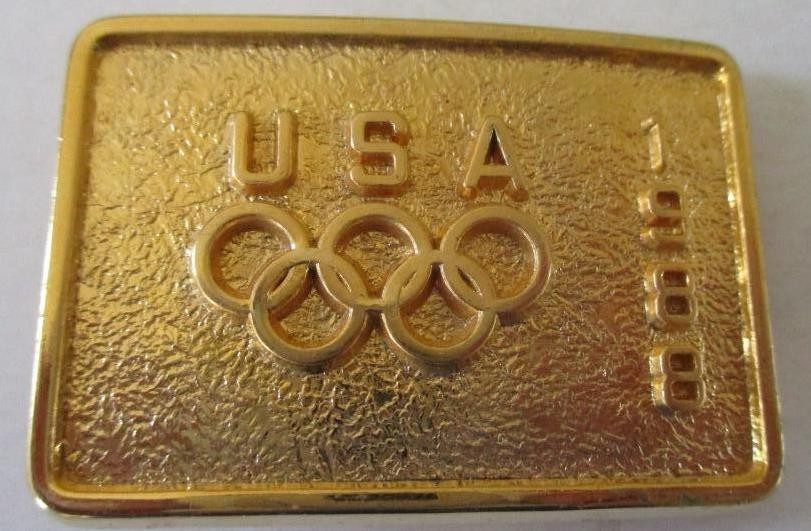 USA Olympics 1988 Metal Belt Buckle (2&Prime; X 1 3/8&Prime;) USOC Licensed Product; BK Ariz
