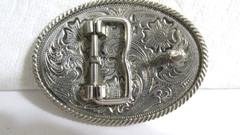 Western Belt Buckle – Silver Color – LongHorn Steer – 3 1/8&Prime; Wide