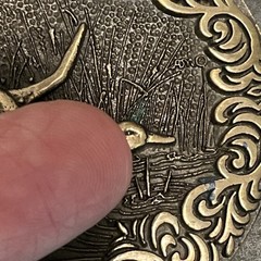 Solid Brass Hunting Scene Dog Lab and Duck Belt Buckle ADM Award Design Medals