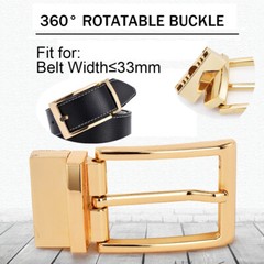 Reversible Belt Buckle Replacement Pin Buckle Rectangular Silver Black Gold 1PC