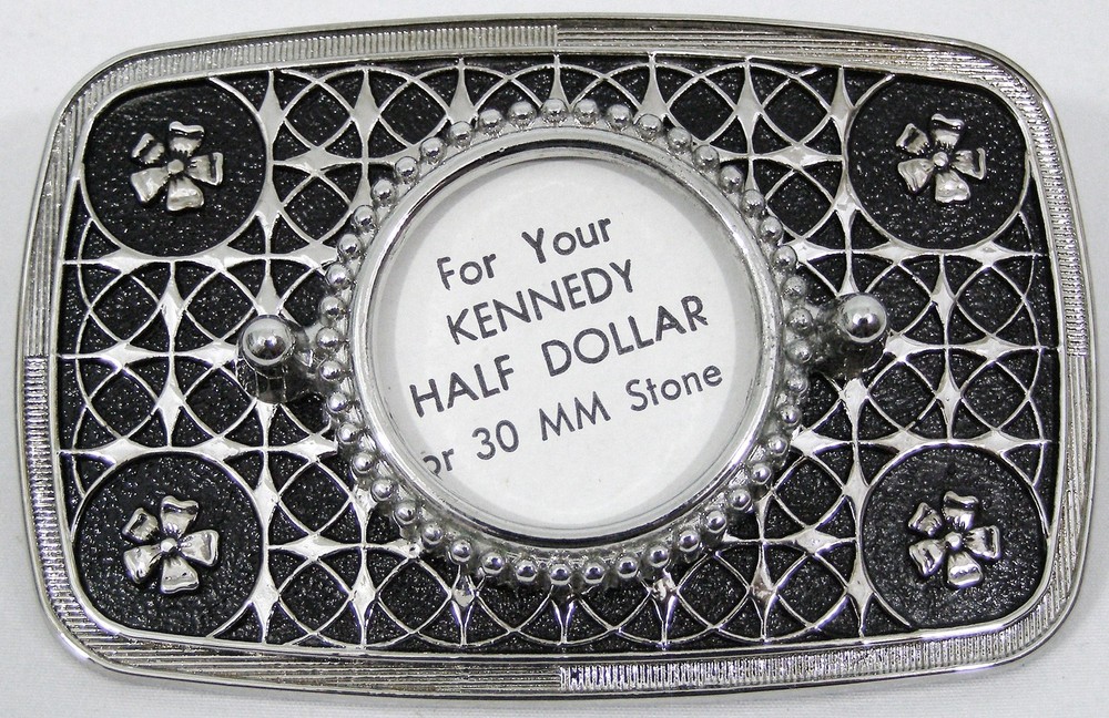 BELT BUCKLES Kennedy Half Dollar Coin 1/2 $ Silver Black Screw Mount Western NEW