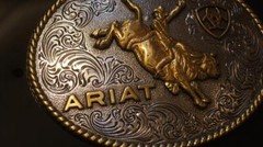 Ariat Western Belt Buckle Oval Bull Rider Logo Silver & Gold tone A37056