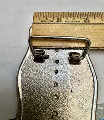 Rectangle Belt Buckle For USA Silver Dollar Coin Screw Back Silver Tone & Red