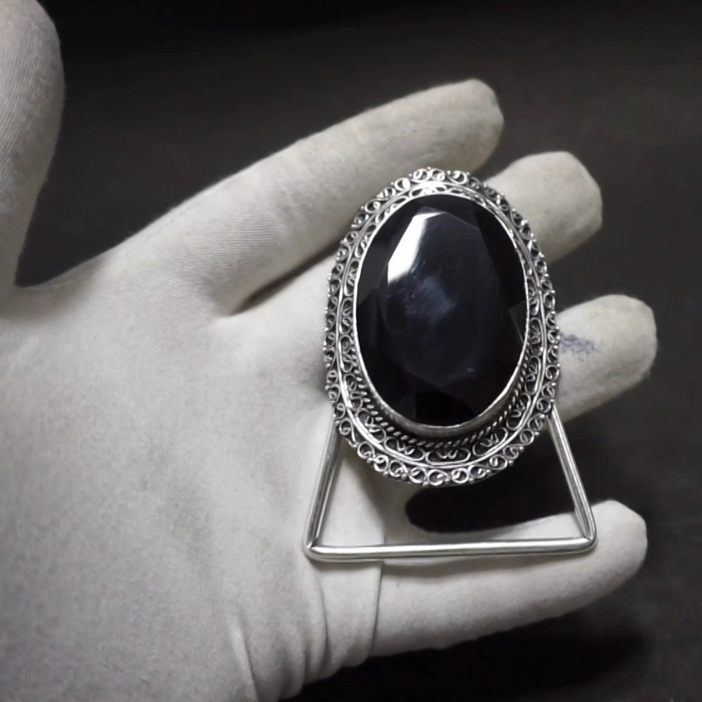 Vintage Western Belt Buckle Black Onyx Stone Silver Boho Statement Accessories