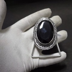 Vintage Western Belt Buckle Black Onyx Stone Silver Boho Statement Accessories