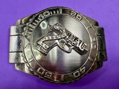 Dive Watch Style Shape Pistol Gun with Rhinestone Silver Color Large Belt Buckle