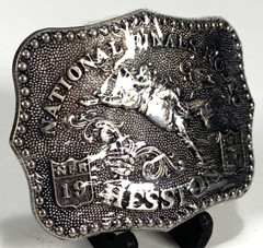Hesston National Finals Rodeo Belt Buckle-Brass-Proffesional Cowboys-Vtg 1986