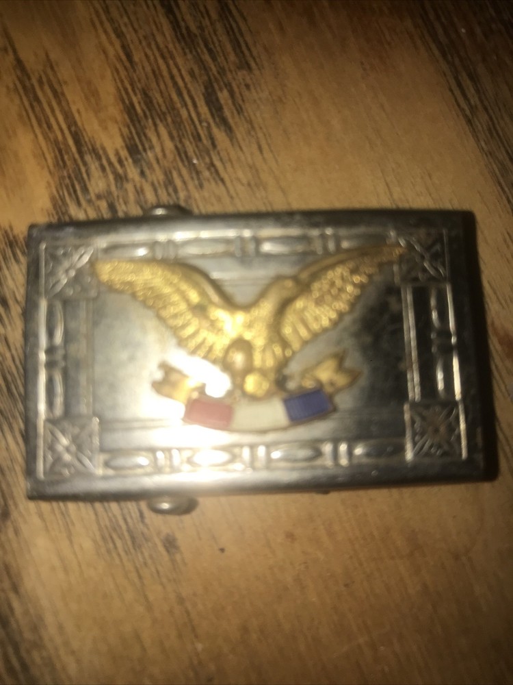 Vintage American Eagle Flag Red White & Blue Buckle Estate Find 2” By 1“