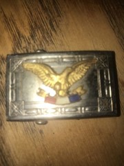 Vintage American Eagle Flag Red White & Blue Buckle Estate Find 2” By 1“