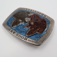 The Great American Buckle Co Pig Belt Buckle OS Blue Hogs Are Beautiful 1979