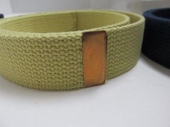 CORVETTE BRASS BELT BUCKLE WITH 3 CANVAS BELTS 38.5&Prime; LONG NAVY KHAKI BLACK