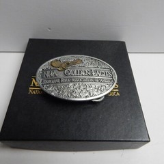Vintage 1994 Golden Eagles NRA Pewter Belt Buckle Ltd Ed Rifle In Original Box