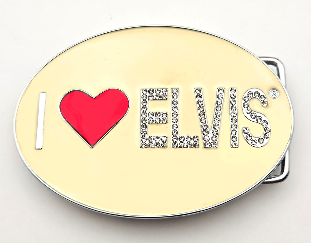 Vintage I Love Elvis Bling Belt Buckle