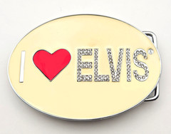 Vintage I Love Elvis Bling Belt Buckle