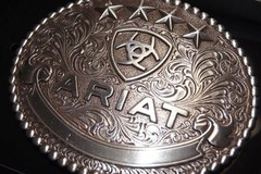 Ariat Western Belt Oval Buckle Stars Logo Silver A37061