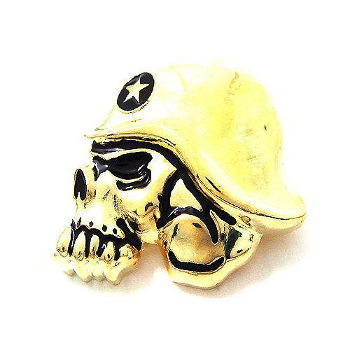 Famous Star Troop Military Soldier Gold Skull Head Skeleton Hip Hop Belt Buckle