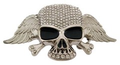Skeleton Belt Buckle Skull Crossbones Crown Rhinestone Metal Fashion Mens Womens