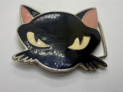 Black Kitty Cat Cartoon Anime Novelty Gift Enamel Belt Buckle