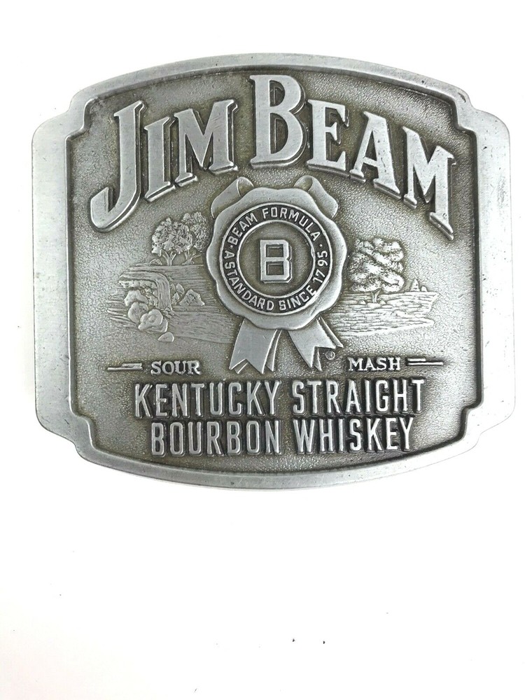 Vintage Jim Bean Whiskey Cowboy Rodeo Belt Buckle Country Western