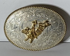 Justin Silver Mexico Bull Rider Belt Buckle