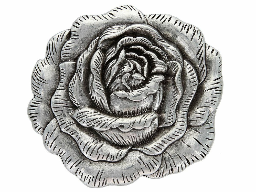 ANTIQUE ENGRAVED ROSE FLOWER BUCKLE WOMEN&rsquo;S BELT BUCKLE fits up to 1-1/2&Prime;