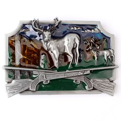 Deer Hunting Belt Buckle Western Cowboy Native American (DER-02)