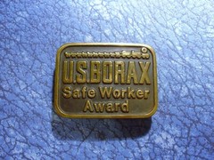 US Borax Safe Worker Award 20 Mule Team Belt Buckle