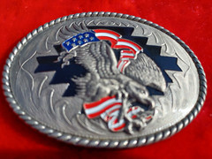 VINTAGE IVAN CHINA EAGLE WITH FLAG BELT BUCKLE