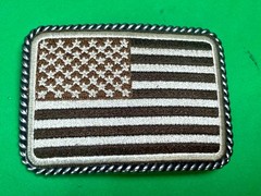 Embroidered American Patriotic Flag Rope Border Vintage Western Belt Buckle