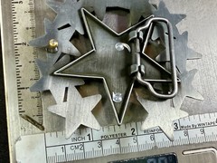 Eleven Five Pointed Star Cutout Silver Color Western Style LARGE Belt Buckle