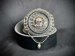 “ Skull Reliquary Halo” Buckle Gothic Beaded Chain 3” x 3” OOAK Darren McNeese